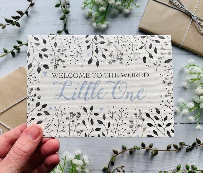 Welcome to the World Little One (Blue) Greeting Card - Image 3