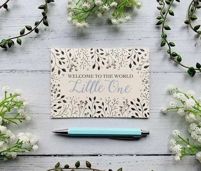 Welcome to the World Little One (Blue) Greeting Card - Image 4